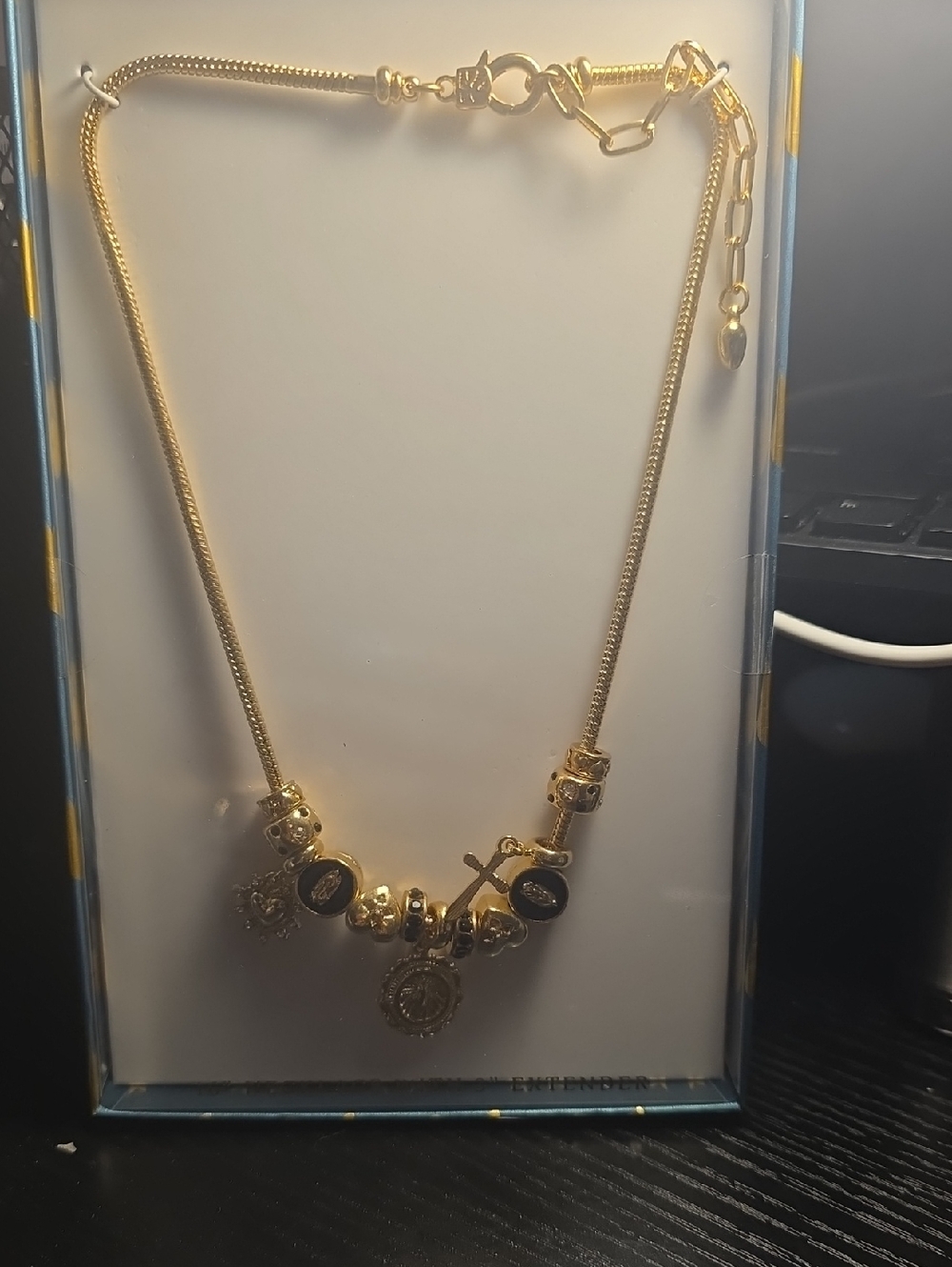 Gold Charm Pendant Necklace for Women - Elegant Religious & Bead Accents